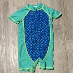 Kids Swimwear with Blue and Green Design